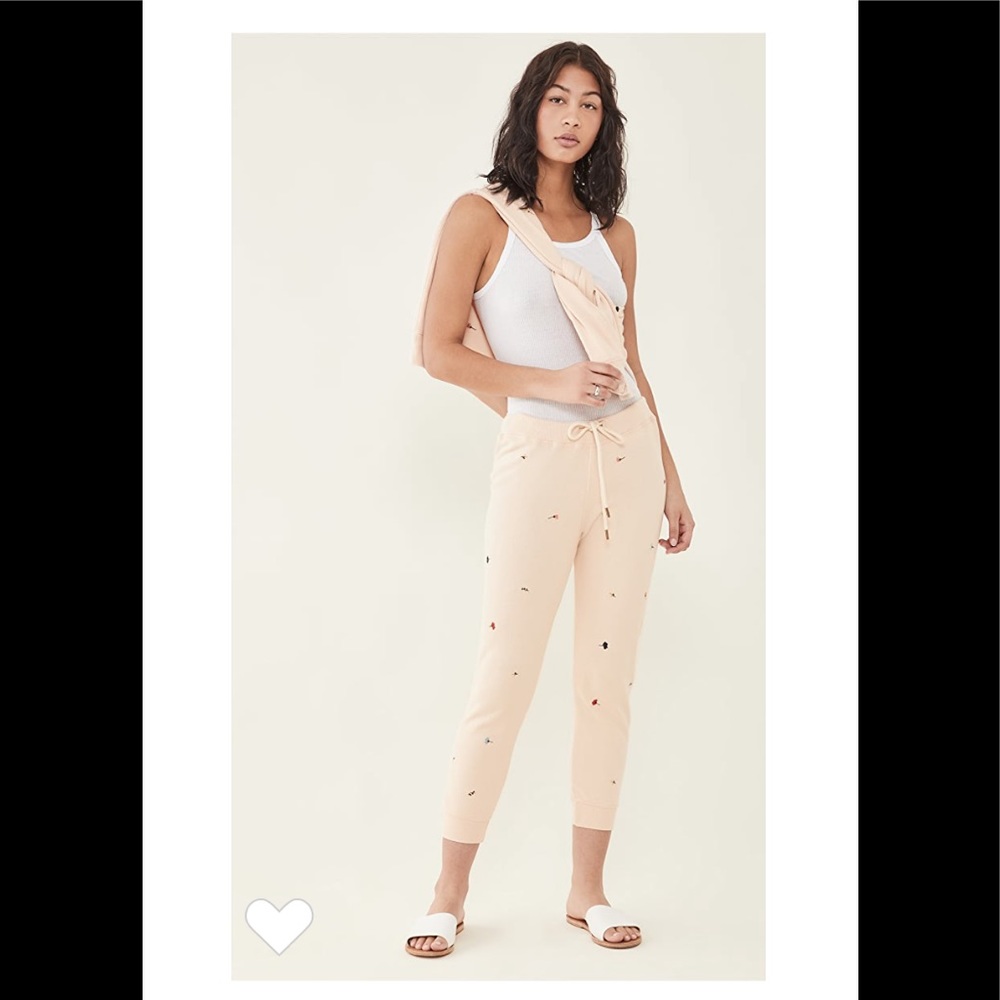 The Great cropped sweatpants with tossed floral embroidery